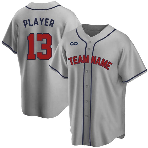 Custom Gray Red-White Baseball Jersey