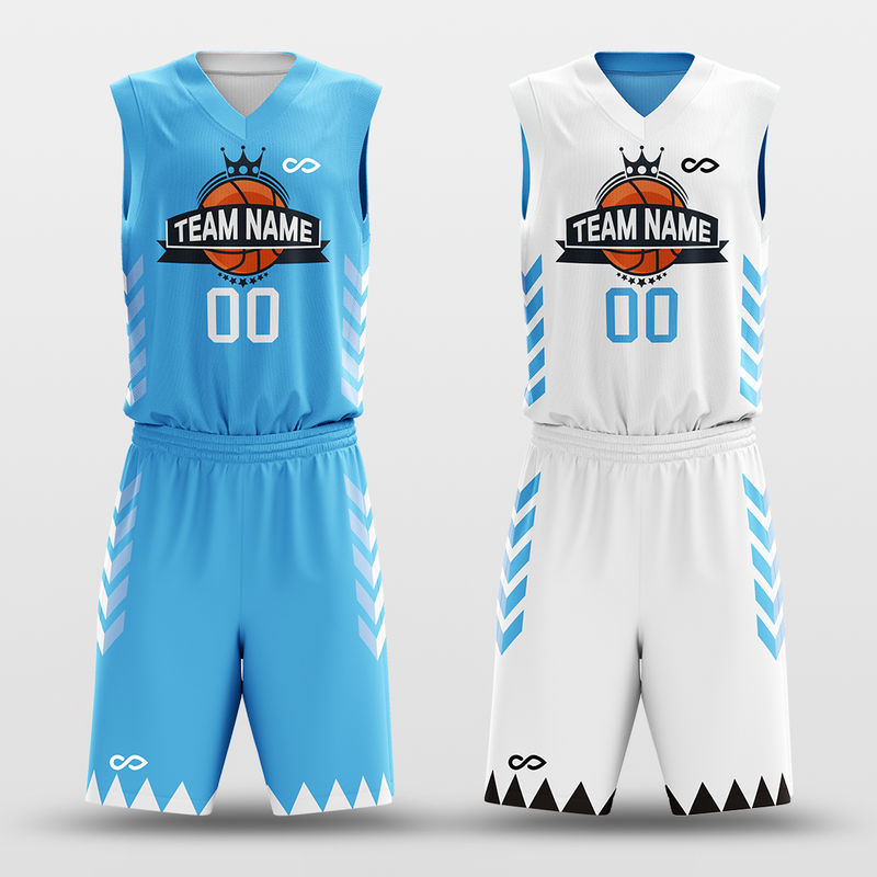 Custom Basketball Bulk Team Jersey and Shorts Set - Icy Blue