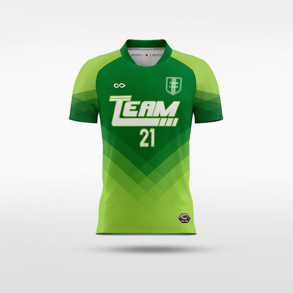 Custom Green Yellow-White Sublimation Soccer Uniform Jersey Discount