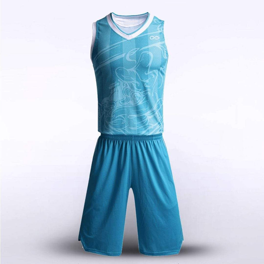 Customize Youth Basketball Uniform Sets Mesh Navy Blue Basketball