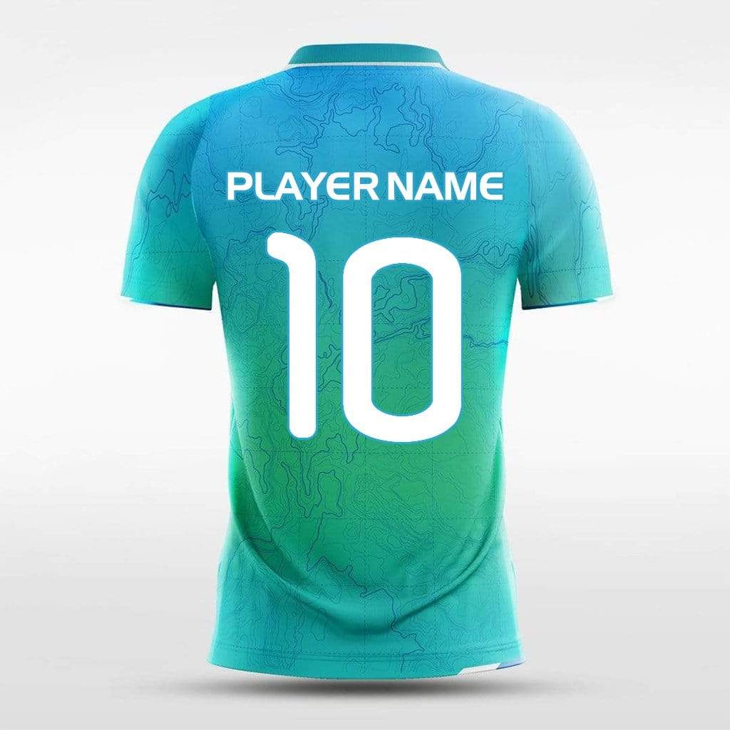 Cheap Custom Navy White-Teal Sublimation Soccer Uniform Jersey