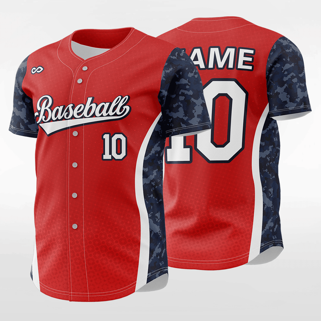 Sublimated Black Red and White Full Button Custom Baseball Jerseys | YoungSpeeds