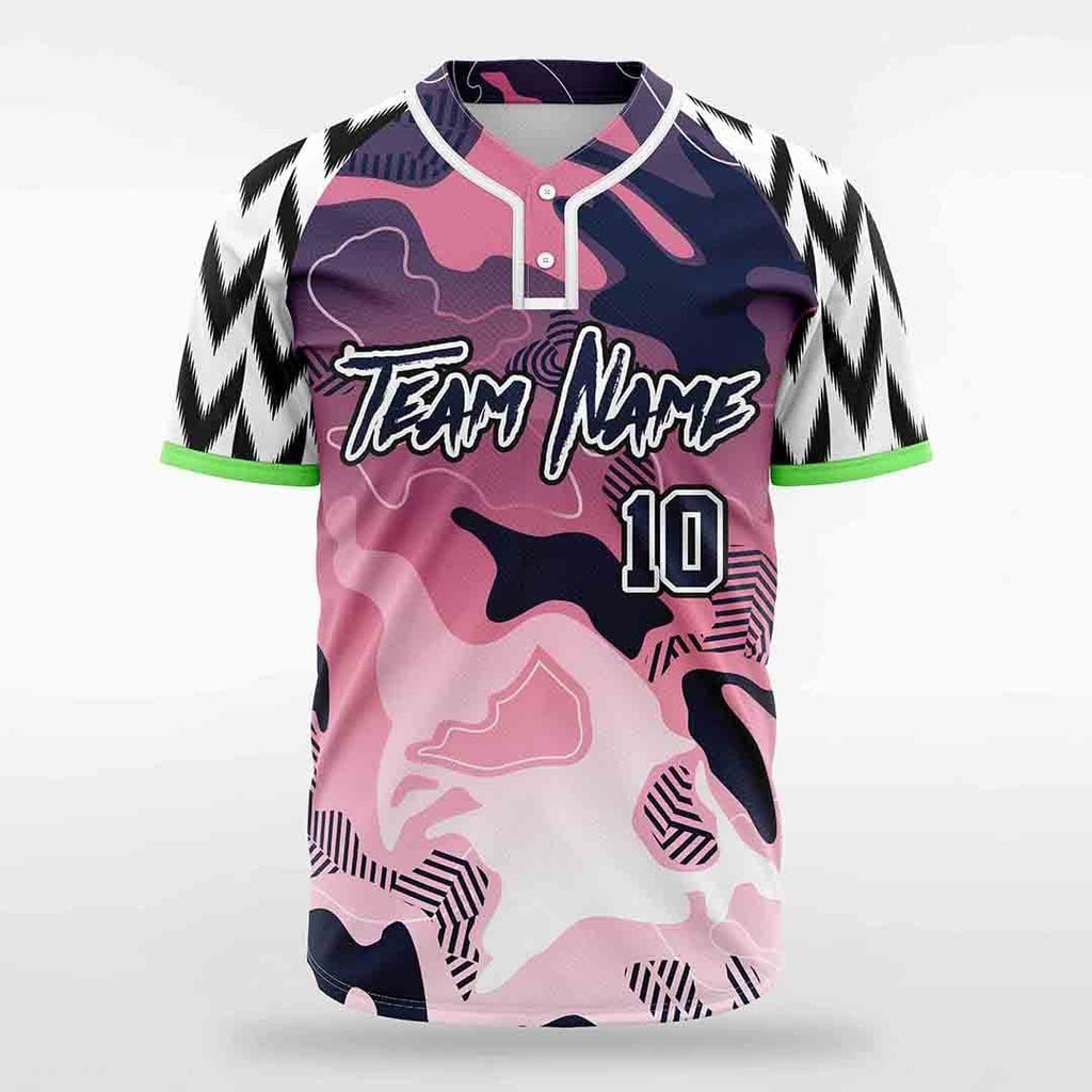 XTeamwear Pink Haze - Customized Men's Sublimated 2-Button Baseball Jersey Pink / XXL