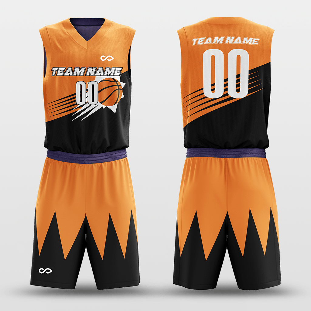 Orange Black White Custom Reversible Basketball Jersey 