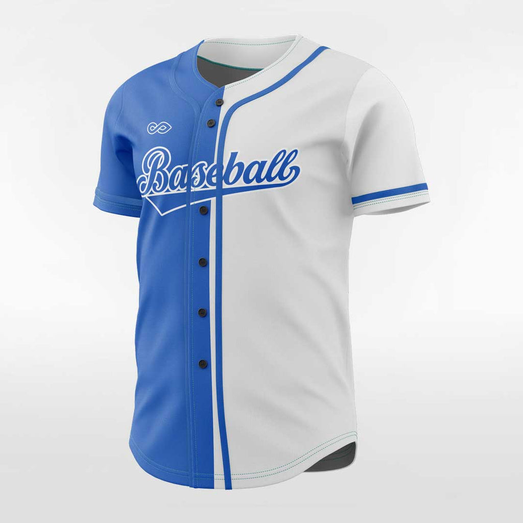 XTeamwear Sea Level - Customized Men's Sublimated Button Down Baseball Jersey Blue&White / 3XL